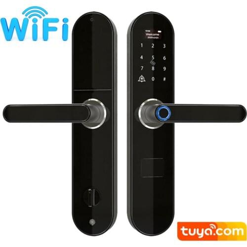 WiFi Direct Fingerprint Smart Doorlock Wireless Remote TuYa APP Locks Passcode Card Lock Apartment Rental Smart Lock Black D3