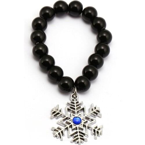 Snowflake Bracelets 2018 New Charm Handmade Natural Black Onyx Beads Bracelet Men Women Bangle Jewelry Accessories