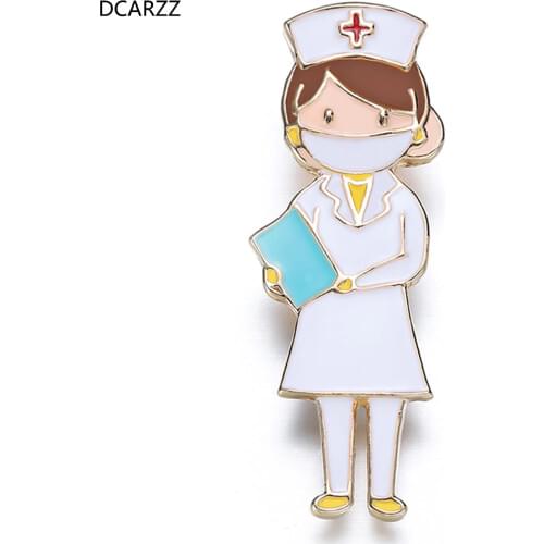DCARZZ Cute Nurse Brooch Doctors Nurse Medical Punk Jewelry Gold Lapel Pin Badge Christmas Enamel Pins and Brooches Gift Women