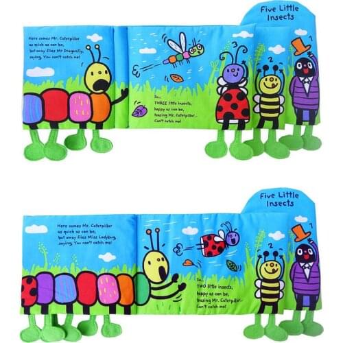 Baby Soft Cloth Book Cartoon Learning Animal Insect Ankle Insect foot Toy Infant Early Educational Cloth Books 40% off