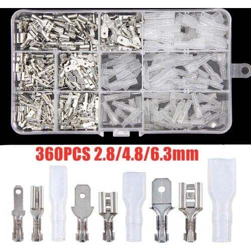 360PCS Crimp Terminals Insulated Seal Electrical Wire Connectors Crimp Terminal Connector 2.8/4.8/6.3mm Assortment Kit