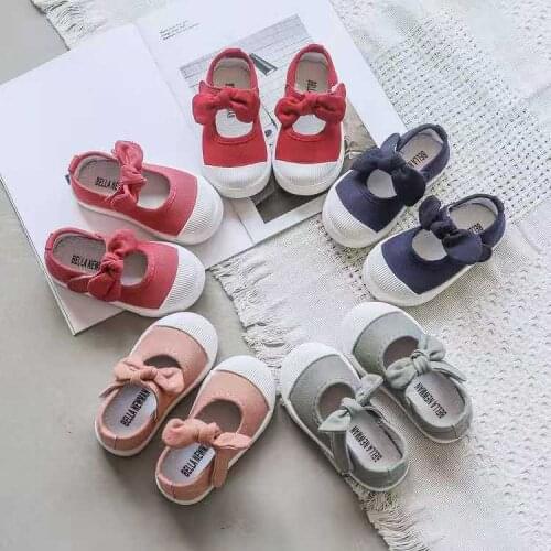 Children Shoes Girls Canvas Shoes Fashion Bowknot Comfortable Kids Casual Shoes Sneaker Toddler Girls Princess Shoes