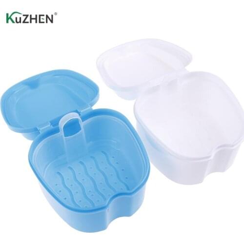 Denture Bath Box Organizer Dental False Teeth Storage Box with Hanging Net Container Cleaning Teeth Cases Artificial Tooth Boxes