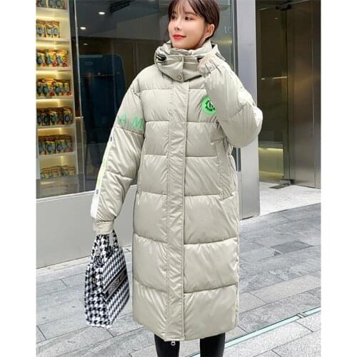 Winter 2021 Fashion New Mid-Long Loose Hooded Long Sleeve Thick Bread Style Warm Cotton Jacket Women Trendy H180