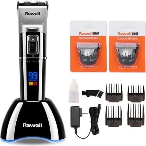 REWELL Professional Titanium Blade Hair Clipper for Men Baby Hair Trimmer Cutting Shaving Machine for Barber Salon Black