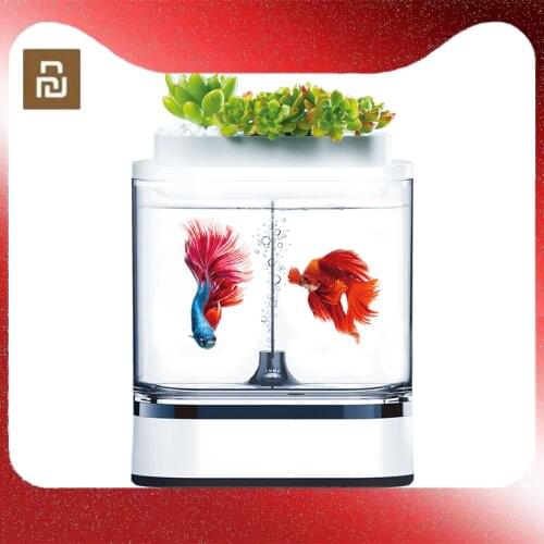 Youpin Geometry Mini Lazy Fish Tank USB Charging Self-cleaning Aquarium with 7 Colors LED Light Home office Aquarium