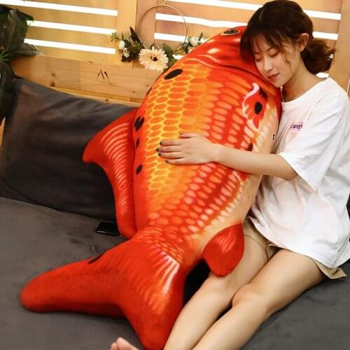 Cute simulation fish doll giant plush carp toy bed cushion sleeping pillow for boy girl gift deco 43inch 110cm DY50732