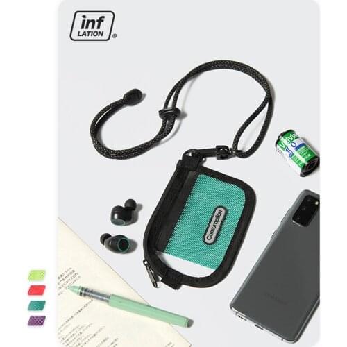 INFLATION 2021 Trendy Mini Card Bag Men Streetwear PVC Reflective Fluorescent Color Coin Purse Unisex Small Key Wallets