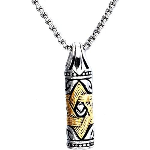 Fashion Sniper Bullet Hexagram Star Titanium stainless steel Neckless pendant