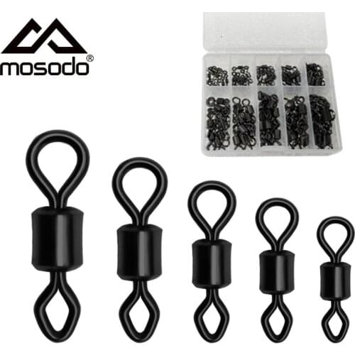 Mosodo 100pcs Fishing Swivels Eye Rolling Connector 2# 3# 8# 10# Barrel Bearing Swivel Carp Fishing Accessories Kit Tackle Tools
