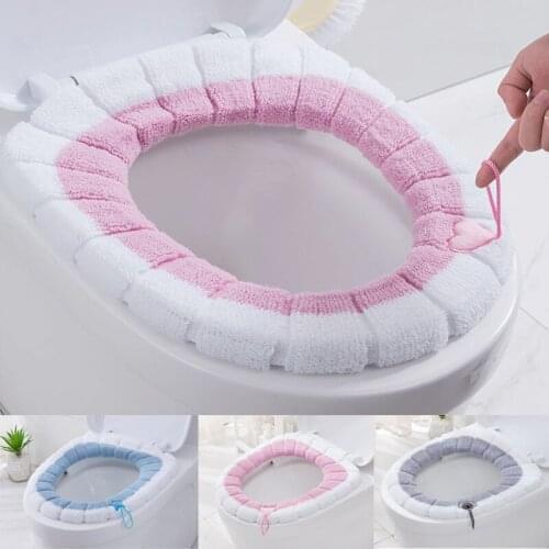 Soft Warm Winter Plush Toilet Seat Pads Covers Household Toilet Seat Zipper With Handle For Bathroom Accessaries Supplies