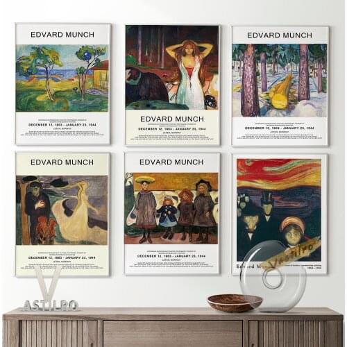 Edvard Munch Abstract Art Prints Museum Poster Figure Scenery Retro Wall Art Decor Canvas Painting Modern Room Home Decorate