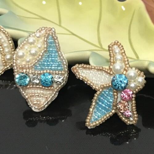 Shell Beaded Brooch Patch for Clothing Sewing on Patch Beading Applique Clothes Shoes Bags DIY