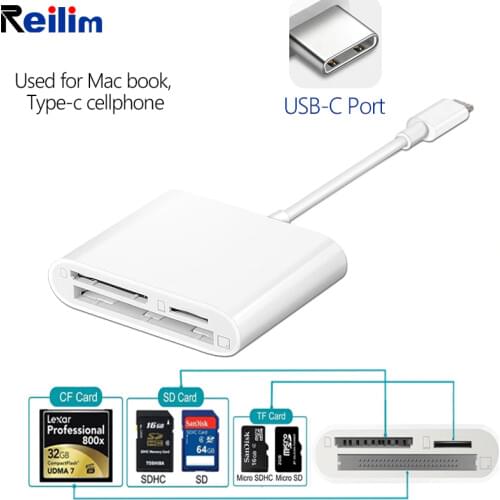 Reilim OTG Type c adapter 3 in 1 Digital camera kit photo CF TF card reader tablet connector Memory splitter for USB-C Micbook