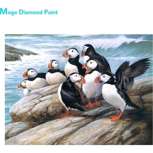 Puffin Sea Reef Diamond Painting Round Full Drill Nouveaute DIY Mosaic Embroidery 5D Cross Stitch Scenic Animal Pattern
