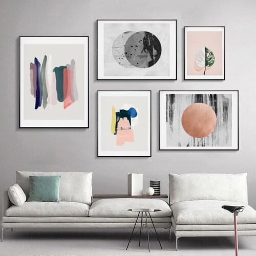 Scandinavian Abstract Watercolor Canvas Painting Green Plants Leaf Poster Print Nordic Wall Picture for Living Room Home Decor