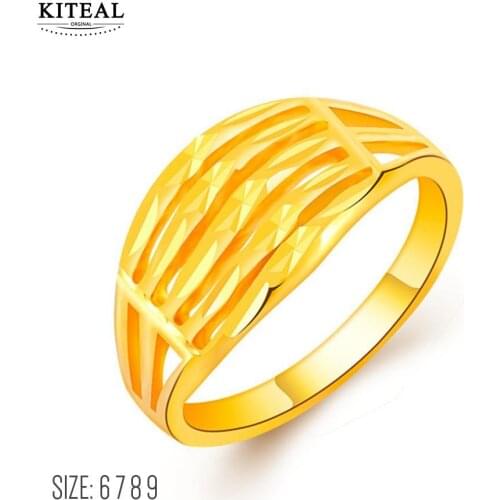 KITEAL exo 24k gold color size 6 7 8 9 Girlfriend wedding ring Engraving big gold jewelry opal Top Quality Jewelry