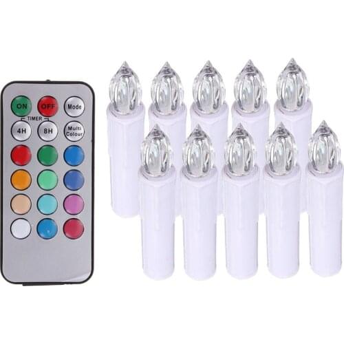 10pcs Wireless Remote Control Color Changing LED Candle Battery Operated Light for Party Wedding Christmas Home Tree Decoration