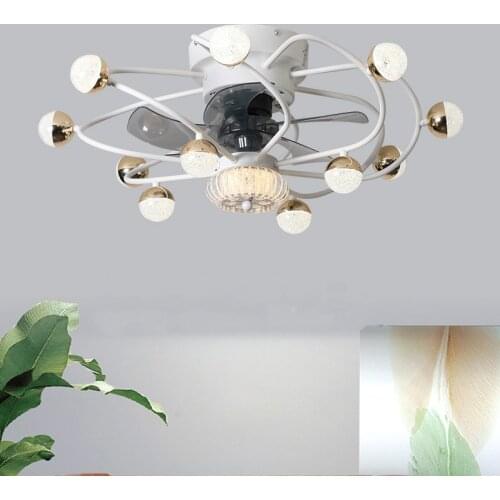 LED Modern Ceiling Fans Lamp Frequency Conversion Energy Saving Dining Room Bedroom Celing Fan with Light