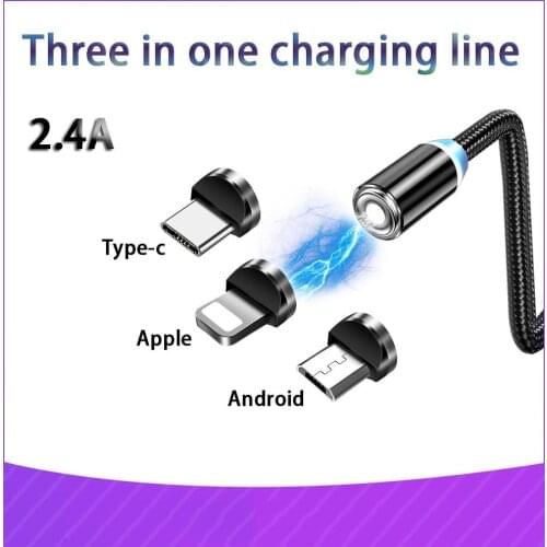 USB extension cable applicable to Apple Android type-c multi-interface magnetic three-in-one round head charging line