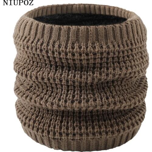 Unisex Winter Fashion Warm Ring Knitted Acrylic Solid Scarf Soft Bandana Headband Neck Collar Scarf Windproof