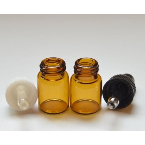 10pcs 2ml Small Glass Amber Vials with Pure Glass Dropper Cap Mini Essential Oil Dropper Bottle