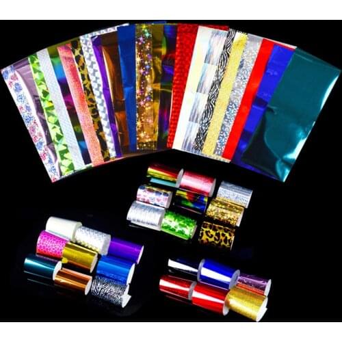 24 Sheets Nail Art Foils Laser Shinning Mixed Beauty Transfer Tips Sticker Craft DIY Universe Decorations