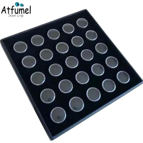 25Pcs Diamond Jewelry Storage Box With Slot Tray Round Gemstone Organizer Packaging Box Ring Beads Showcase DIY Accessories Case
