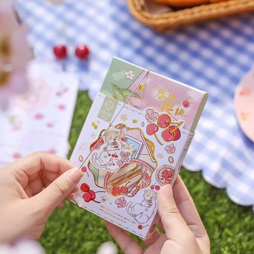 30 Pcs/Set Creative Spring Cherry Postcard Cartoon Lovely Hollowed Message Greeting Cards Blessing Card