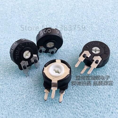 5pcs Adjustable resistance PT10 vertical 500 ohm 501 arrow hole adjustable potentiometer