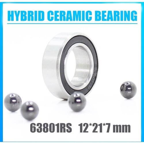 63801 Hybrid Ceramic Bearing 12*21*7 mm 1 PC Double Row Sealed Angular Contact Si3N4 Ball Bearings 3801 RS 3801-2RS