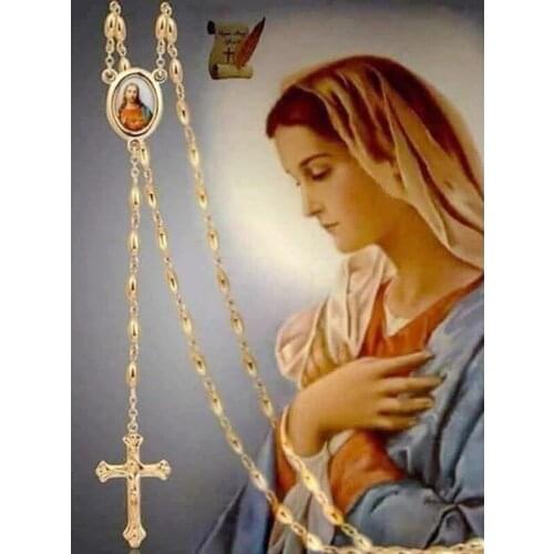 New 5D DIY full diamond painting Virgin mary cross embroidery cross stitch mosaic square Rhinestone Home decoration gift P1050