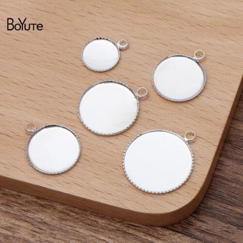 BoYuTe Custom Made (200 Pieces/Lot) Round 12-14-16-18-20MM Silver Plated Pendant Base Setting Diy Blank Tray Jewelry Accessories