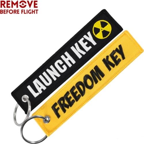 Fashion Freedom Launch Keychain for Motorcycles Cool Skull Key Fobs Key Chains Chaveiro Remove Before Flight Brand Key Tag 2 PCS
