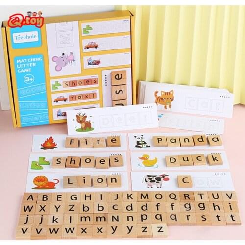 Baby Early Educational Card English Alphabet Learning Games Wooden Word Cognitive Puzzle Toys for Children abcdefghijklmnabc