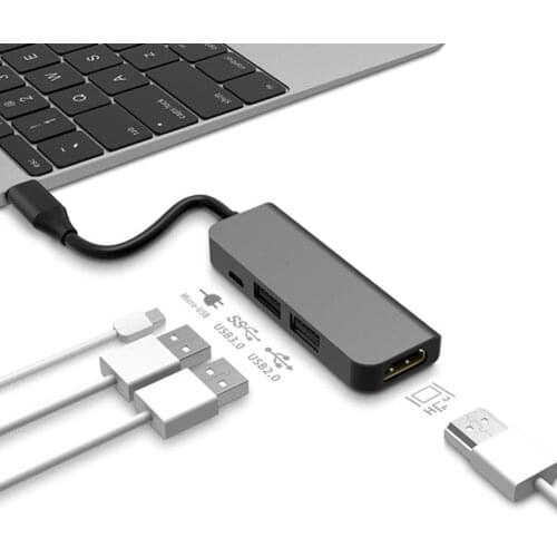 For MacBook Pro Samsung Galaxy S8 Huawei P20 Pro USB C HUB Type C to 4K HDMI- Hub USB 3.0 USB2.0 Adapter Micro USB Charging Port