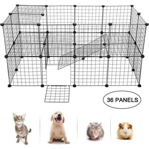 Pet House Indoor Iron Fence Small Pets Playpen Cat Cage Puppy Kennel Foldable Exercise Training Space for Guinea Pig Rabbit