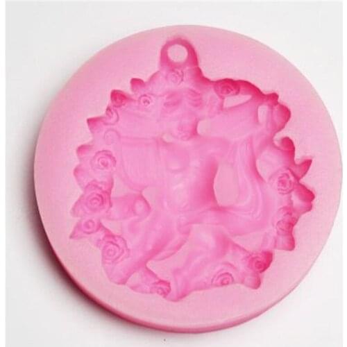 Cartoon Character Rose 3D Angel Fudge Series Decorative Mold Silicone Cake Tool Easy To Clean High Temperature Baking Mold