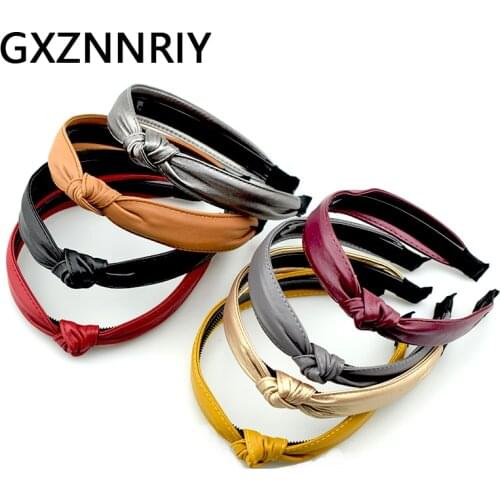 PU Leather Autumn Winter Hairband Knot Headbands for Women Hair Accessories Girls Hair Hoop Female New Fashion Headwear Gifts