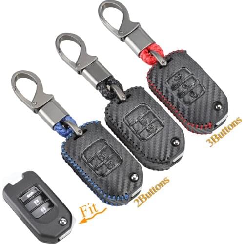 Kutery 10ps 3 Buttton Leather Car Remote Key Case For Honda Vezel Civic Jazz CRV Accord Jade Crider Odyssey HRV Fit Freed Carbon