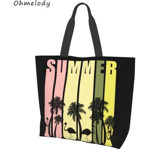 Summer Flamingo Womens Shoulder Handbags Hawaii Style Beach Bags Foldable Large Travelling Totes Ladies Casual Daypack 2021