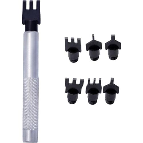LMDZ Leather Flat Punch Tool Set Steel Handle Can Replacement Head Belt Hole Punching Leather Rope Weaving Chisel Craft Tool