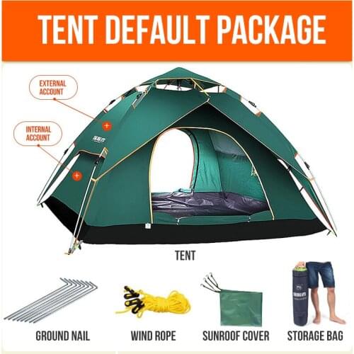 Multi-Functional and Detachable Camping Quick Open Tents Outdoor 3-4 Person Windbreak Dual Layer Waterproof