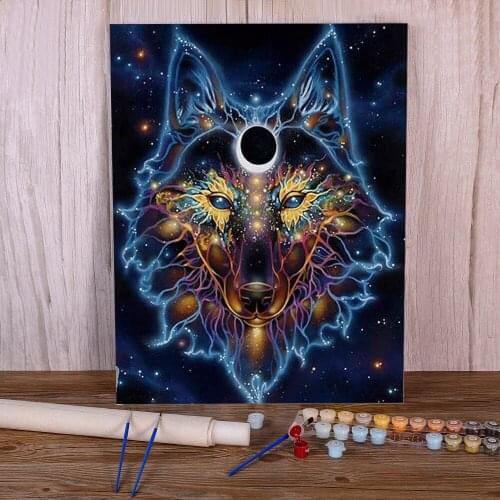 Wolf Tiger Owl Lion Deer DIY Paint By Numbers Complete Kit Acrylic Paints 50*70 By Numbers Photo Loft Wall Drawing