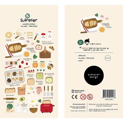 I love bread PVC Sticker Decoration Diy Ablum Diary Scrapbooking Label Sticker Kawaii Japanese Stationery Stickers