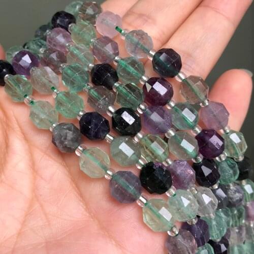 Natural Faceted Colotful Fluorite Quartz Stone Accessories Beads Loose Spacer Beads For Jewelry Making DIY Bracelet Necklace