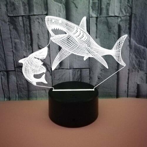 New Shark 3d Led Night Light Colorful Touch Vision 3d Led Lamp Gift Decoration Atmosphere Small Usb Nightlight