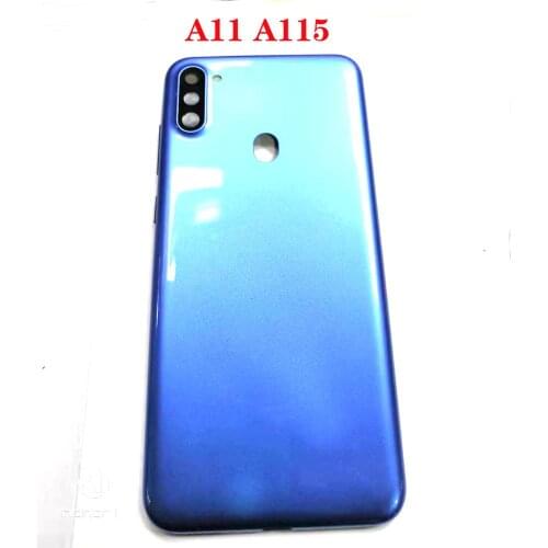 Original new For Samsung Galaxy A11 A115 Rear Back Battery Cover Housing with Power Volume Button + Camera Lens Back Cover Door