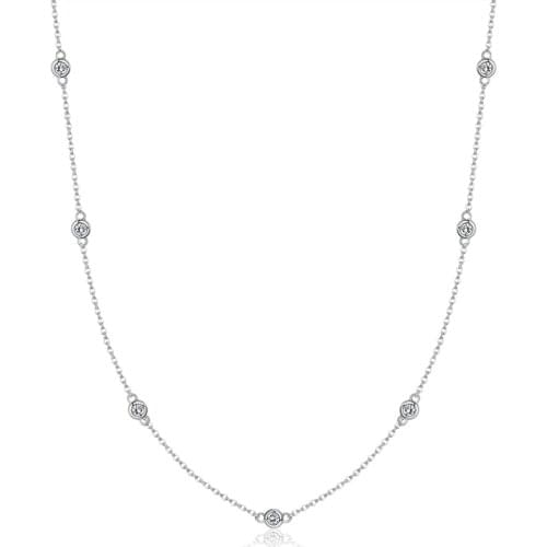 SILVERHOO 925 Sterling Silver Link Chain Necklace Clear CZ Short Metal Choker Necklaces For Women Fine Silver Jewelry New