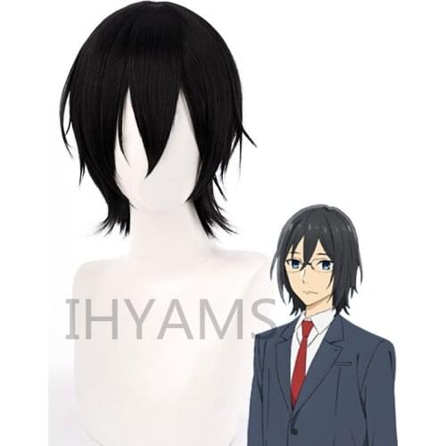 Miyamura Izumi Cosplay Wig Hori-san to Miyamura-kun Horimiya Short Black Synthetic Hair Heat Resistant + Free Wig Cap